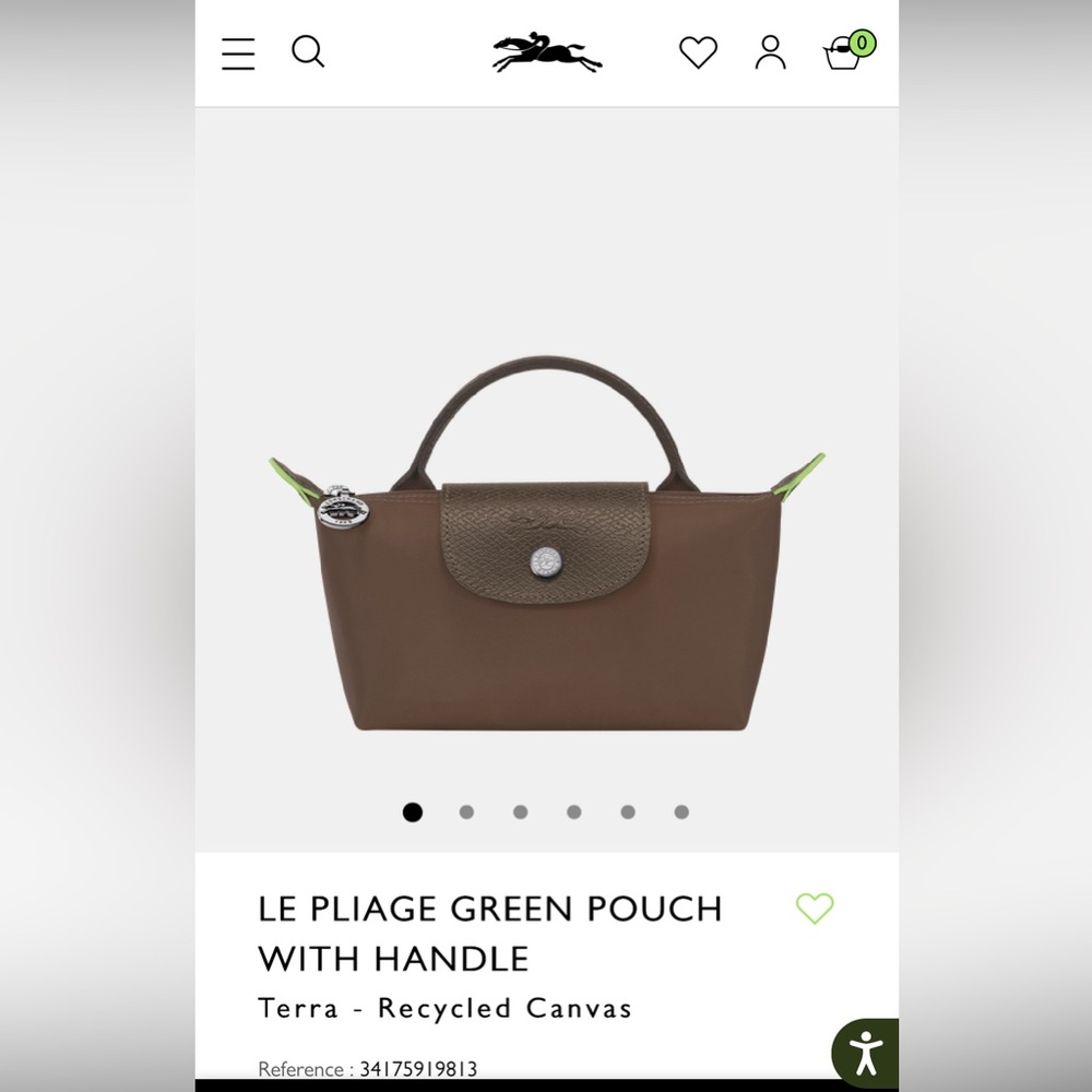 NWOT LONGCHAMP Le Pliage Green Pouch with Handle - Picture 16 of 16